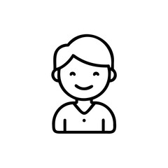 A smiling person with a round face simple clothing smile