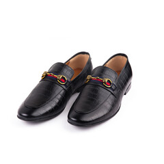 Men black Formal Shoes isolated on white background