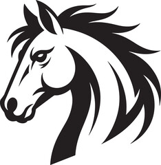 Black and White Minimalist Horse Head Logo Design Profile View Stylized Mane Abstract Graphic vector 1