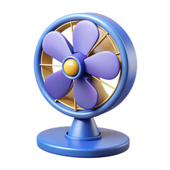 Cool Breeze: A vibrantly colored electric fan, with its eye-catching design, signifies comfort and coolness. Emphasizing functionality and contemporary aesthetics.