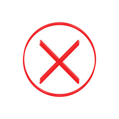 Red cross mark inside a red circle