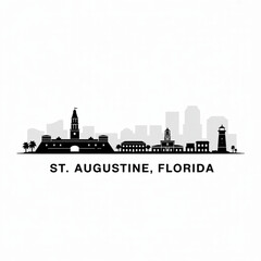 Fototapeta premium St. Augustine Skyline Silhouette — Historic Coastal Florida Vector Illustration