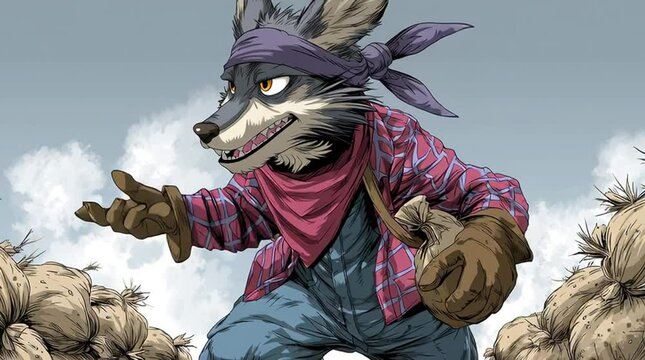 Anime style coyote smuggler helps immigrants and drugs cross the border