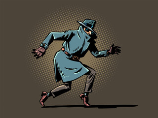 Personal data security issues. The scammer and the criminal escapes. The secret agent detective sneaks away.