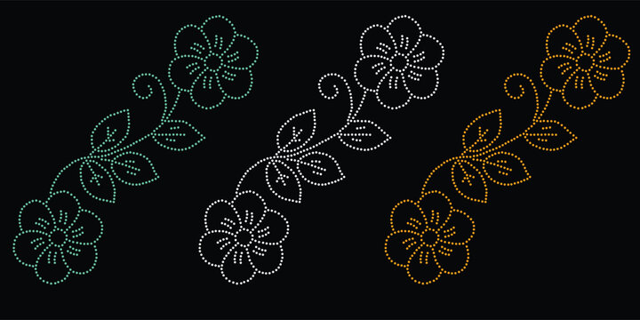 Rhinestone hotfix transfer design.Abstract beautiful glitter appliqu&eacute; rhinestone motif vector design, Unique modern rhinestone flower vector design,
