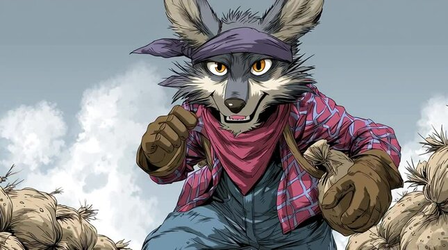 Anime style coyote smuggler helps immigrants and drugs cross the border