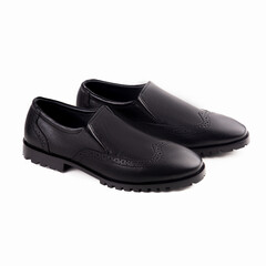 Men black Formal Shoes isolated on white background