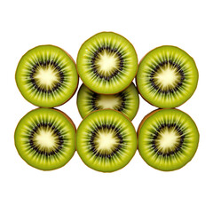 Fototapeta premium Freshly Cut Kiwi Slices Isolated on Black Background with Detailed Texture and Vibrant Colors