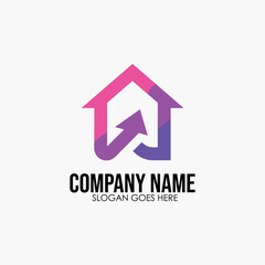 Minimalist logo with arrow forming a house