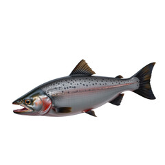 Naklejka premium Realistic 3D Render of Fresh Salmon Fish with Detailed Scales and Vibrant Colors on Transparent Background