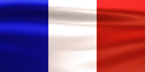 Obraz premium Realistic French flag. Wavy national flag of the Republic of France. Country symbol for celebrating patriotic holidays. 3d vector illustration