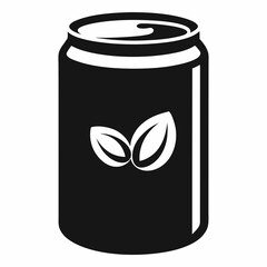 black silhouette a Canned Juice icon white background.