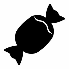 black silhouette a Caramel Candy icon white background.