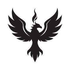 Flaming Phoenix Rising Up Silhouette
