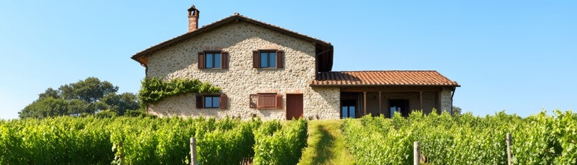 Stone Farmhouse Surrounded by Vineyard, idyllic, rural lifestyle