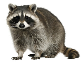 Obraz premium majestic raccoon in a stunning portrait isolated on white background PNG, ai generated