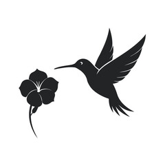 Hummingbird Hovering Over Flower Silhouette
