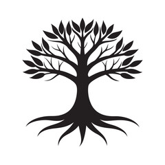 World Tree With Roots And Branches Silhouette