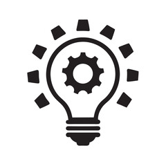 Idea Lightbulb With Inner Gears Silhouette