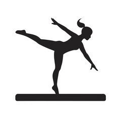 Gymnast Balancing On Beam Silhouette