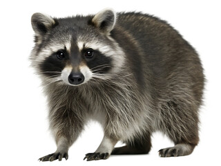 Obraz premium majestic raccoon in a stunning portrait isolated on white background PNG, ai generated
