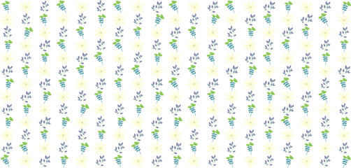 Seamless floral pattern with a subtle textile-inspired texture, combining soft botanical elements with a natural woven feel. Features hand-drawn flowers and organic leaves arranged