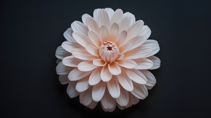 Close-up of delicate pink flower with layered petals on dark background, highlighting natural beauty, floral elegance, and contrast in botanical photography
