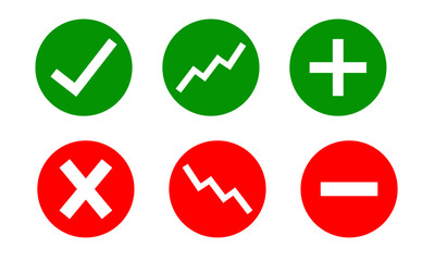 Obraz premium Business Growth and Alert Indicator Icons – Up Down Arrows and Plus Minus Symbols
