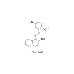 Citrus Red 2 skeletal structure. Synthetic dye compound schematic illustration. Simple diagram, chemical formula.