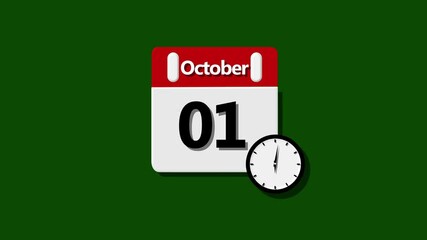 October month 1 date calendar icon calendar simple icon animation. appointment, important date on light gray background. calendar  icon illustration isolated vector sign symbol.