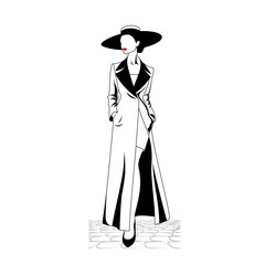 Silhouette of elegant lady in hat vector illustration