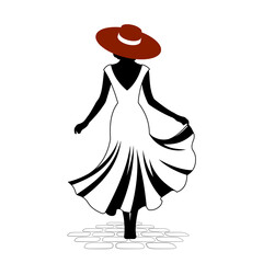 Silhouette of a lady in a dress vector illustration