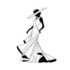 Silhouette of a lady in a dress vector illustration
