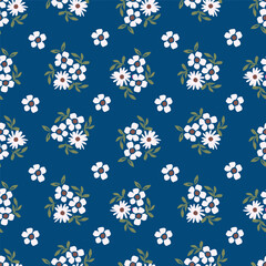 Cute vector floral seamless pattern. Colorful flowers background. Trendy repeat texture for fashion print, wallpaper or fabric.