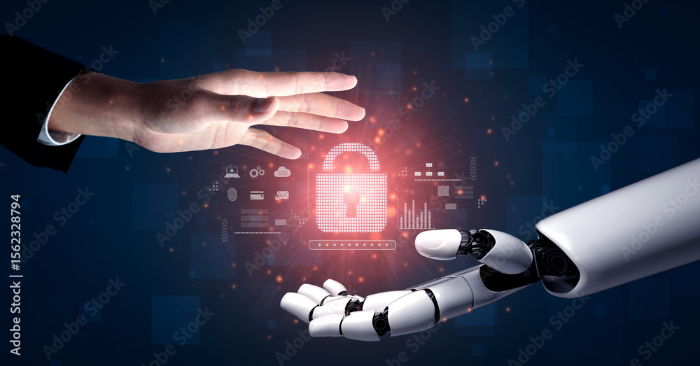 Poster ai-secured system demonstrating multi-layer encryption, identity protection, and password security w