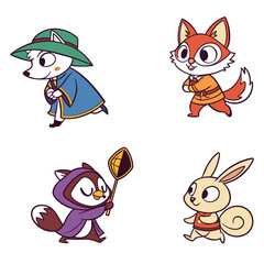 set of funny animals