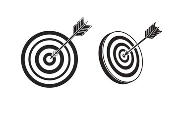 Bold Black and White Target with Piercing Arrow – High-Contrast Graphic Symbol of Precision and Focus