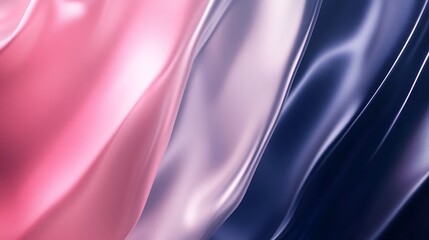Abstract silk fabric background with soft folds in shades of pink, silver and blue