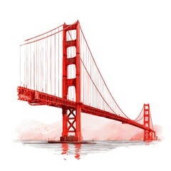 Golden Gate Bridge PNG | Landmark Architectural Illustration with Transparent Background | San Francisco Icon Clipart