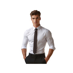 Fototapeta premium Confident Young Businessman in White Shirt and Black Tie