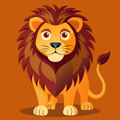 Cartoon happy lion isolated on white and color background	