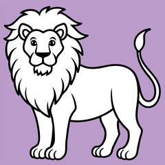 Cartoon happy lion isolated on white and color background	