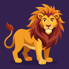 Cartoon happy lion isolated on white and color background	