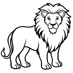 Cartoon happy lion isolated on white and color background	