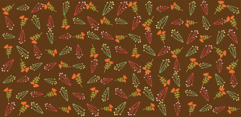 Seamless floral pattern with a subtle textile-inspired texture, combining soft botanical elements with a natural woven feel. Features hand-drawn flowers and organic leaves arranged