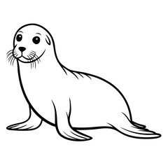 Obraz premium Cute cartoon seal illustration with simple lines and shapes 