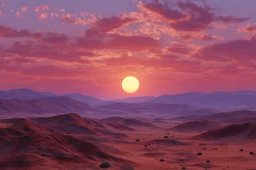 Fotobehang Crimson Desert Sunset Over Rolling Dunes landscape © mrsranuakter