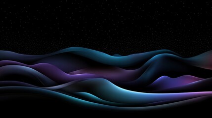 Abstract nightscape background with wavy lines, gradient colors and starry sky illustration