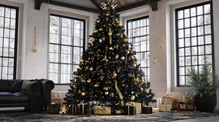 black and gold christmas tree