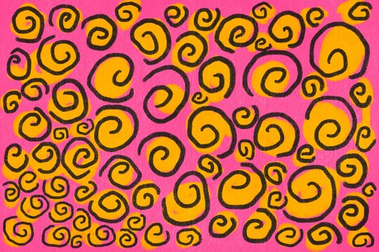 Colorful swirl illustration on vibrant pink background